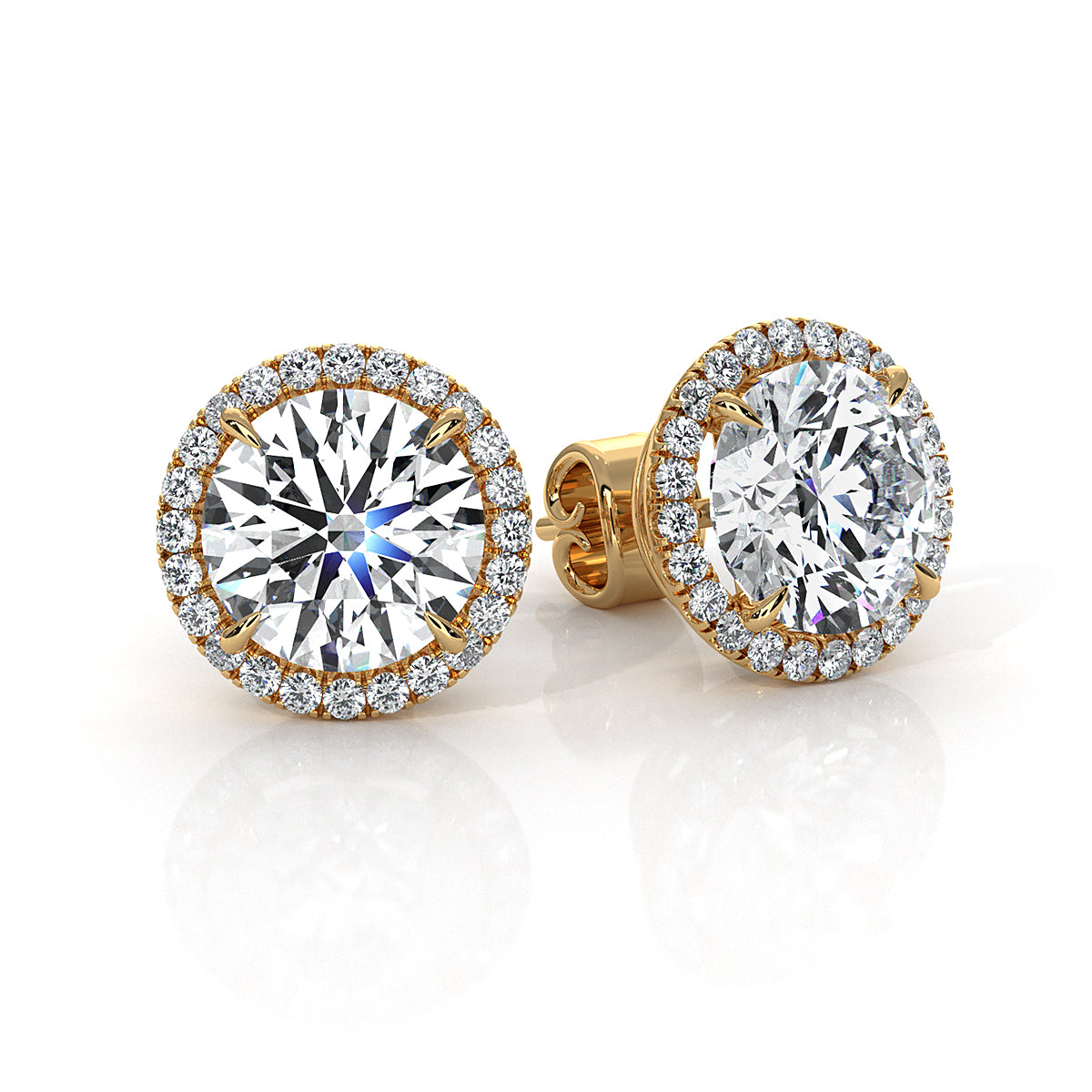 Round Lab Grown Diamond Claw Prong Women's Earring 14k White Gold 2.28 Ctw.